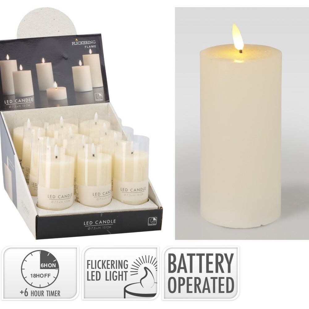 CANDELA LED7X15CM AVORIO TIMER